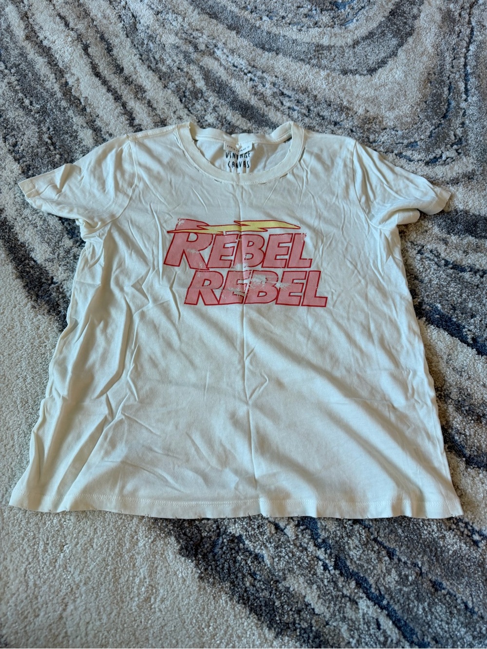 Rebel Rebel Graphic Tee - White with Pink Print